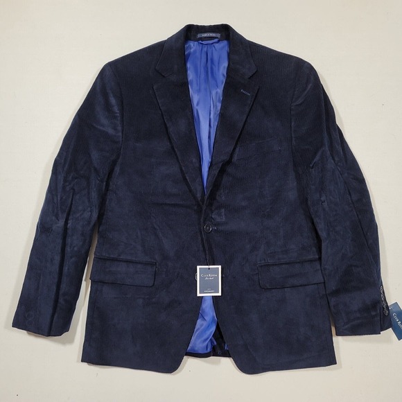 Club Room Navy Blue Corduroy Classic-Fit Sport Coat Mens 38L 38 - Picture 2 of 6